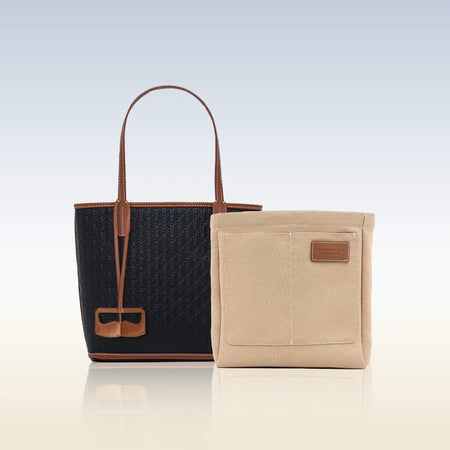 شنطة ميني توت / اسود مع تان