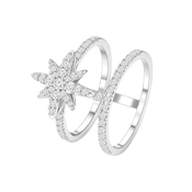 خاتم مون ستار  بتصميم متعدد / اللون الفضي