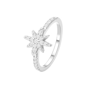 خاتم مون ستار  بتصميم بسيط / اللون الفضي