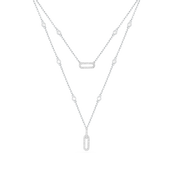 لينكس / قلادة بتصميم ثنائي باللون الفضي