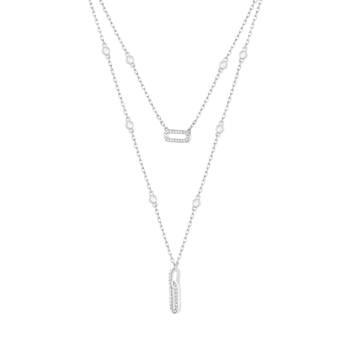 لينكس / قلادة بتصميم ثنائي باللون الفضي