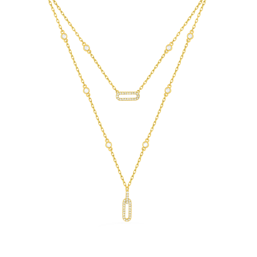 لينكس / قلادة بتصميم ثنائي باللون الذهبي