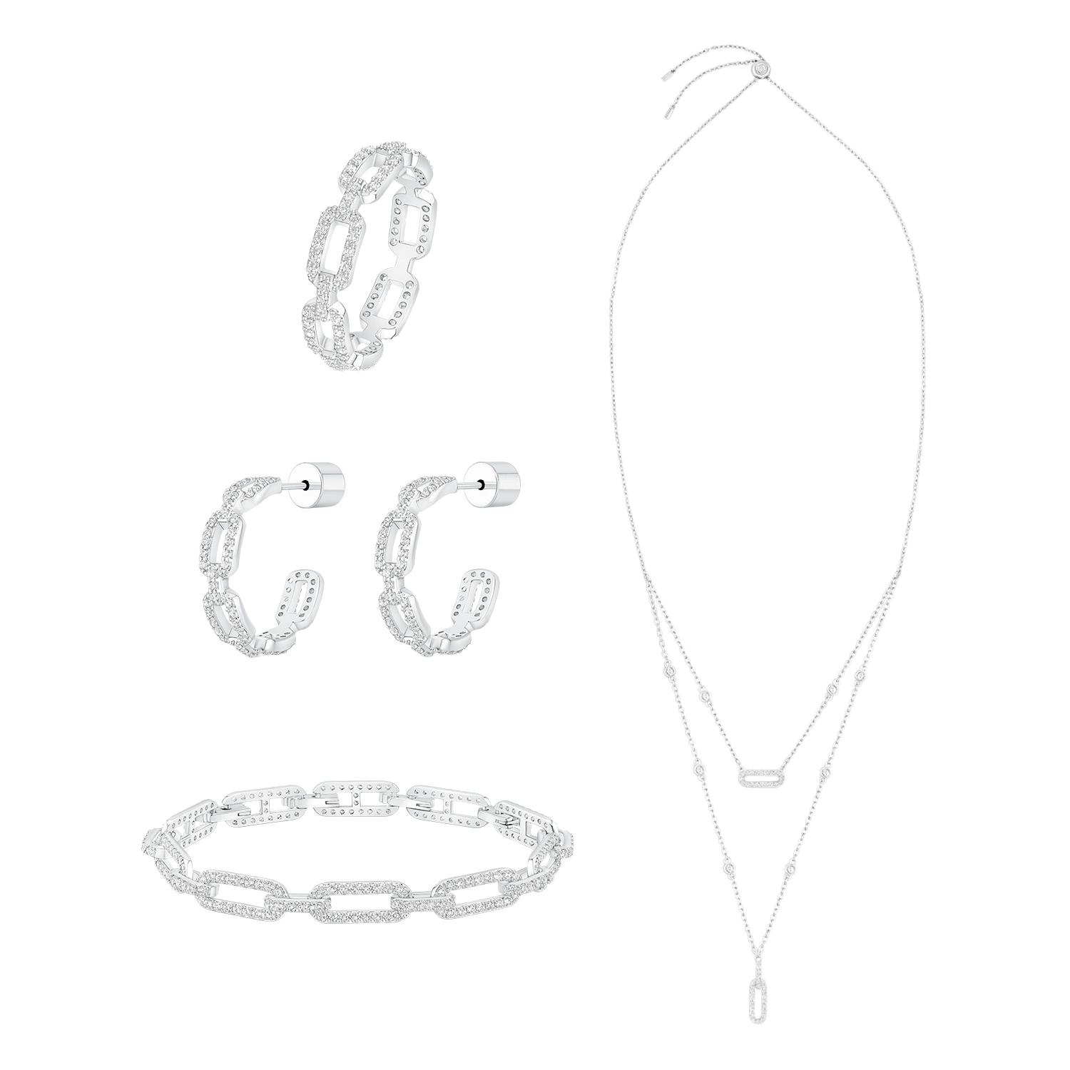 لينكس/ طقم باللون الفضي بالتصميم الكلاسيكي