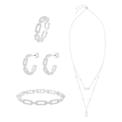 لينكس/ طقم باللون الفضي بالتصميم الكلاسيكي