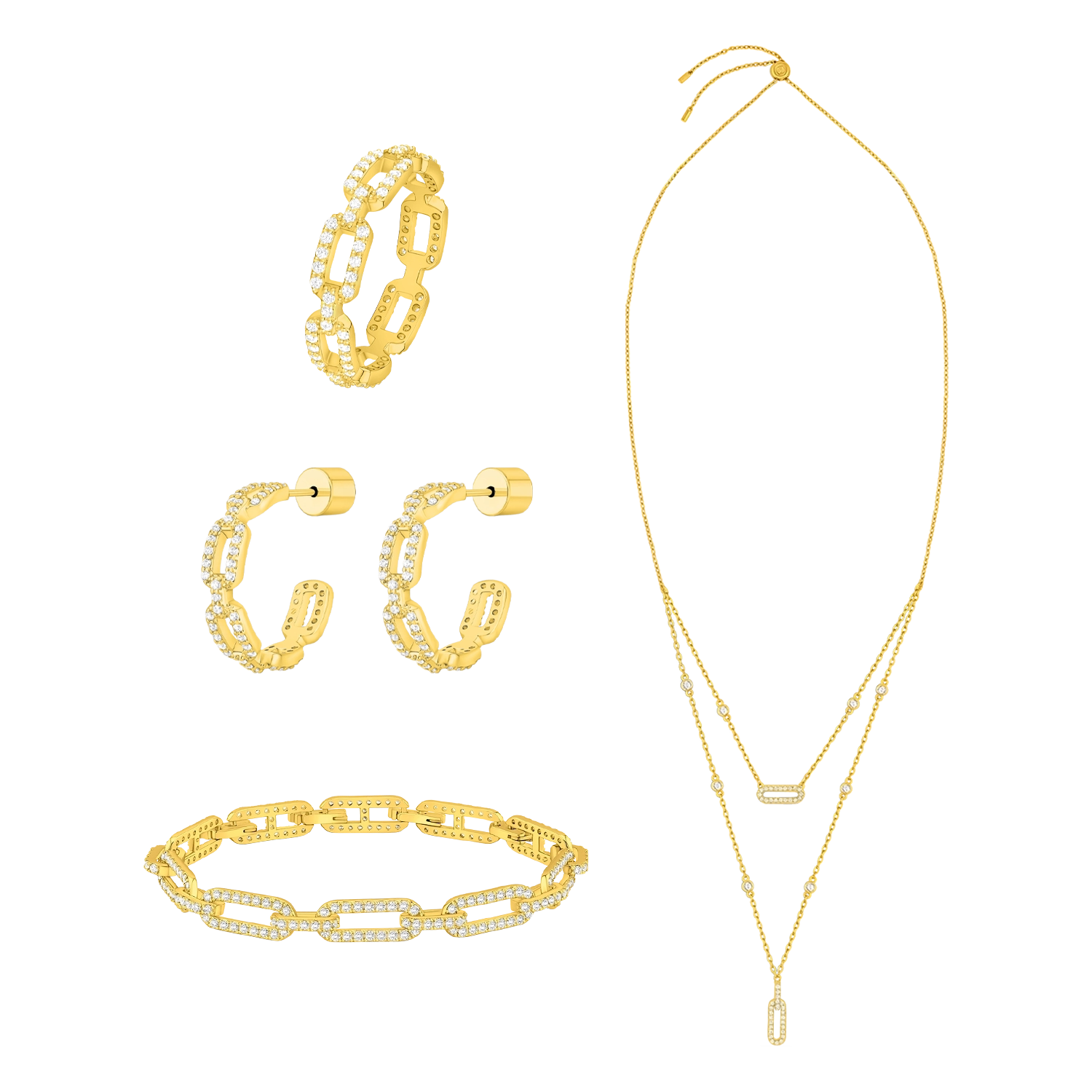 لينكس/ طقم باللون الذهبي بالتصميم الكلاسيكي