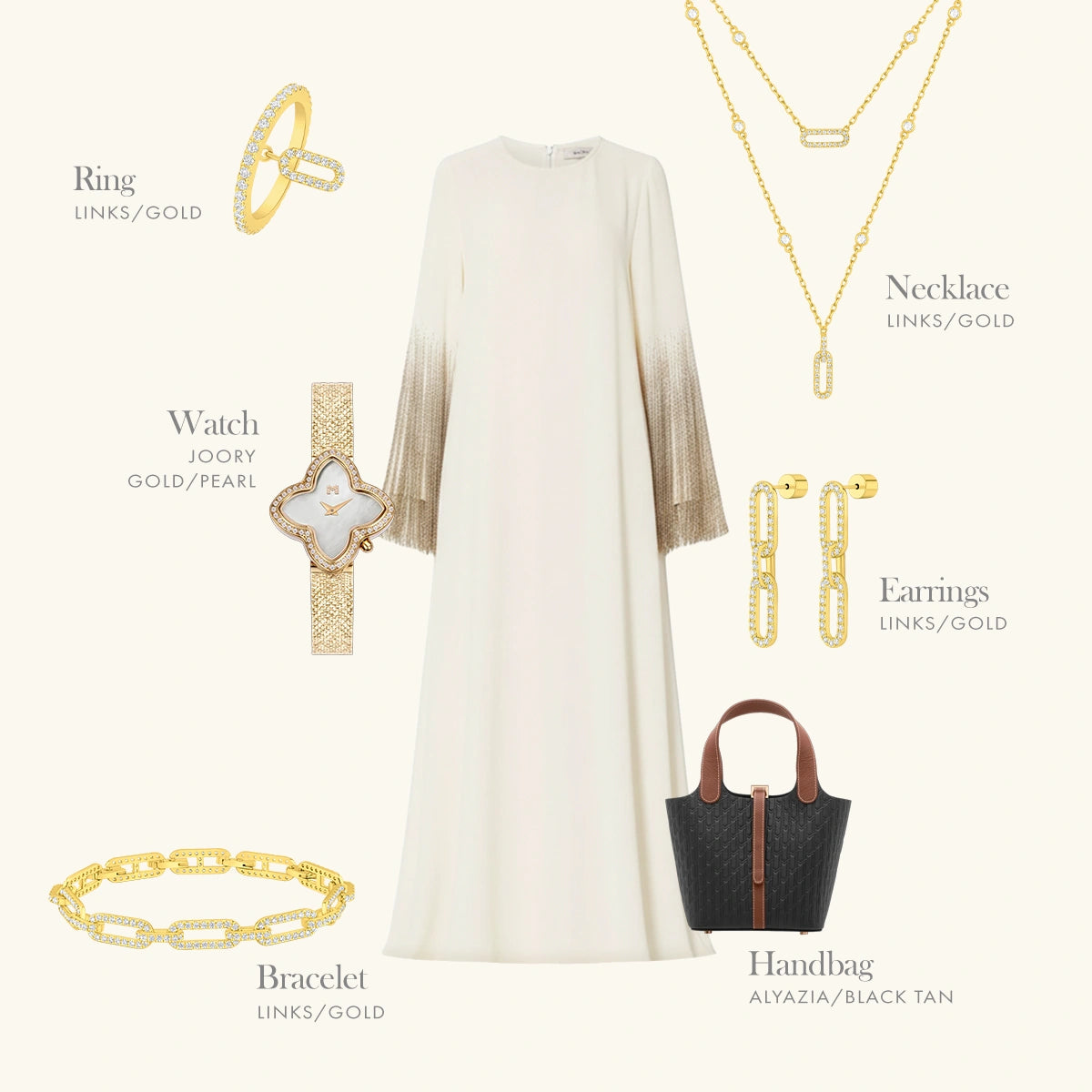 لينكس/ طقم باللون الذهبي بالتصميم الأيقوني