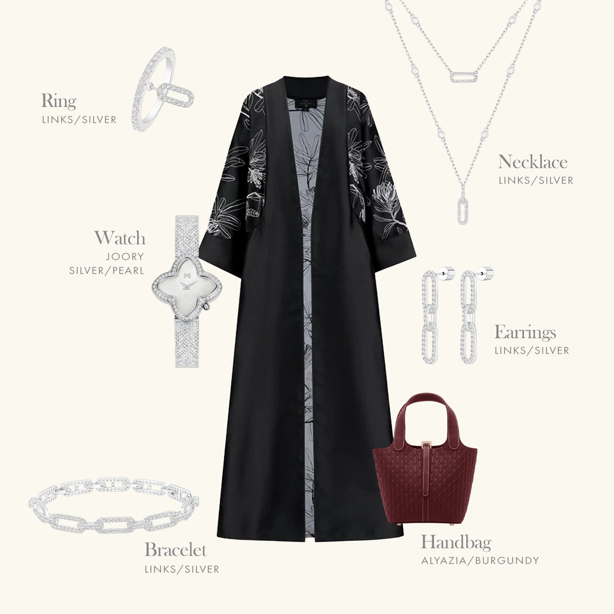 لينكس/ طقم باللون الفضي بالتصميم الأيقوني