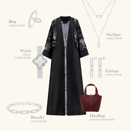 لينكس/ طقم باللون الفضي بالتصميم الأيقوني