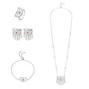 شناف / طقم اللؤلؤ باللون الفضي