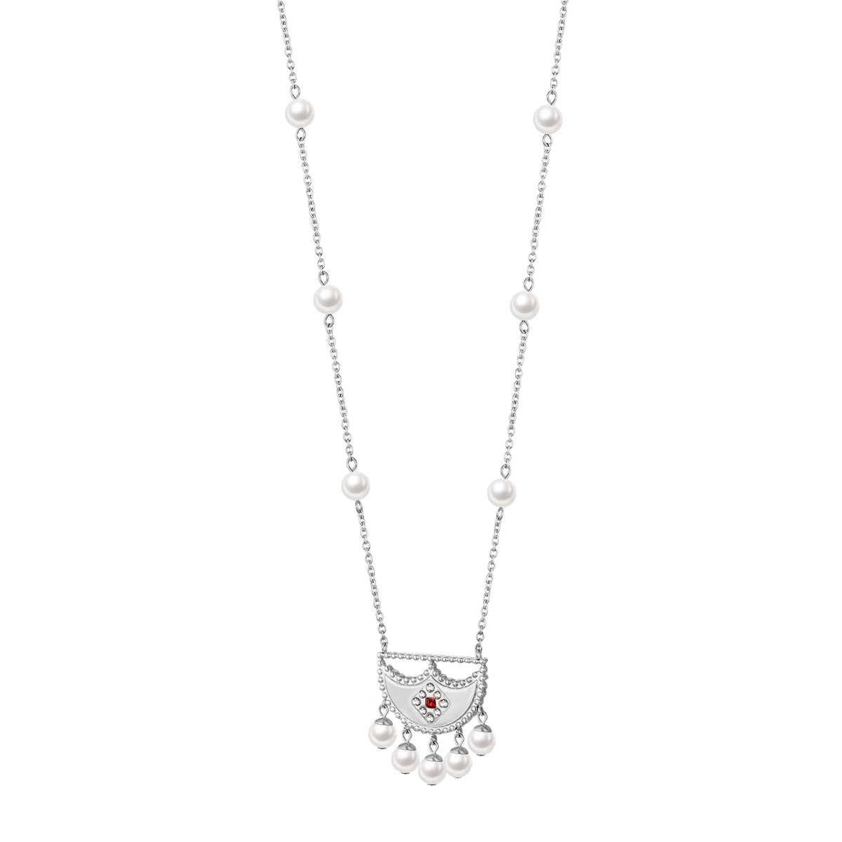 شناف / عقد اللؤلؤ باللون الفضي