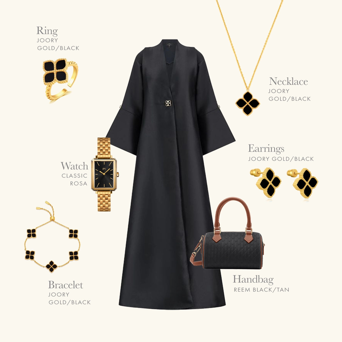 جوري / أقراط الحجر الأسود باللون الذهبي