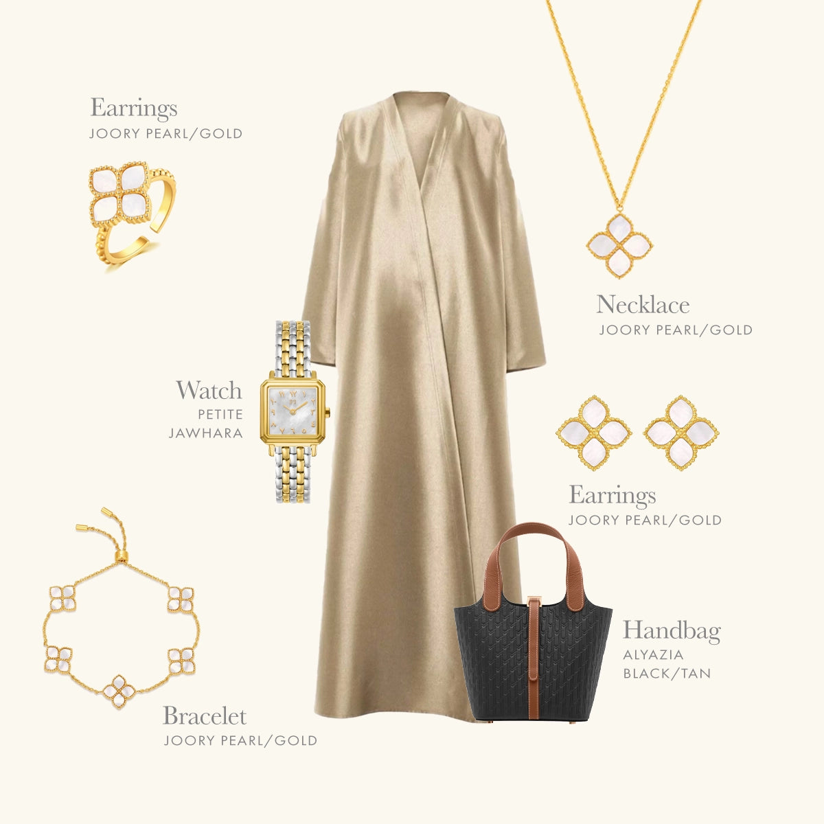 جوري / طقم اللؤلؤ بلون الذهب