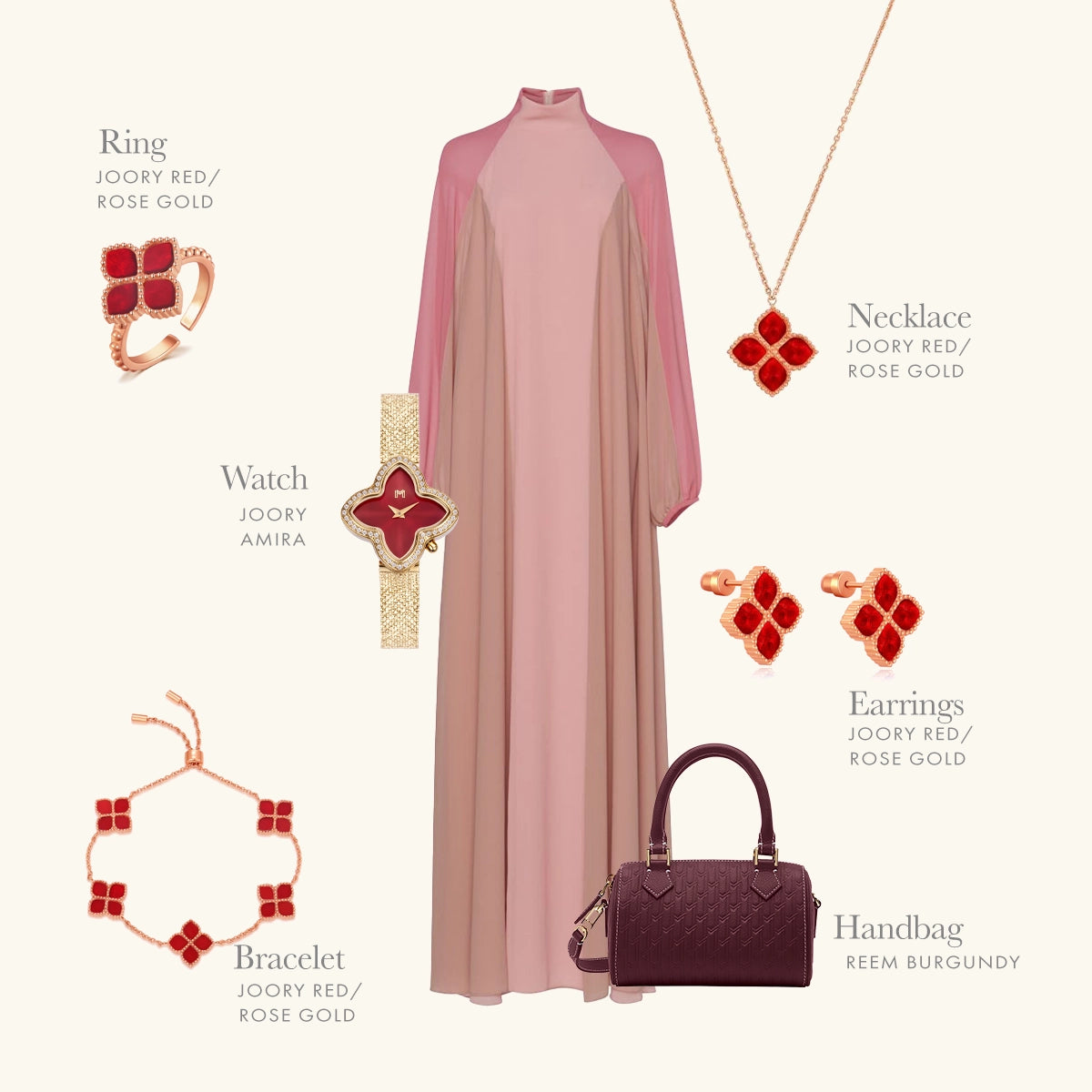 جوري / إسورة الحجر الأحمر بلون الروز قولد