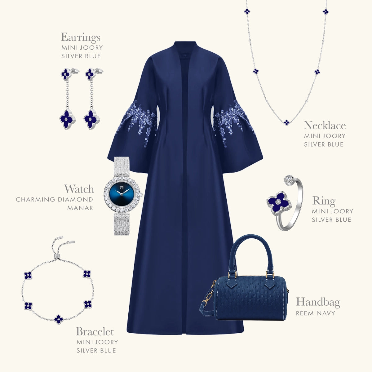 ميني جوري / طقم  أزرق و فضي