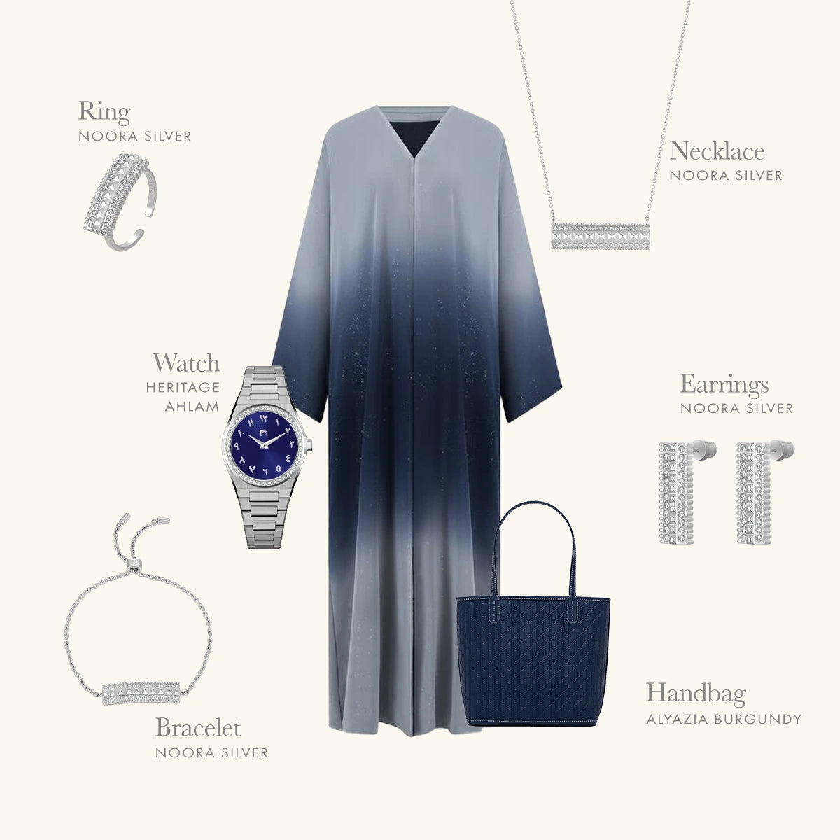 نورة / طقم باللون الفضي