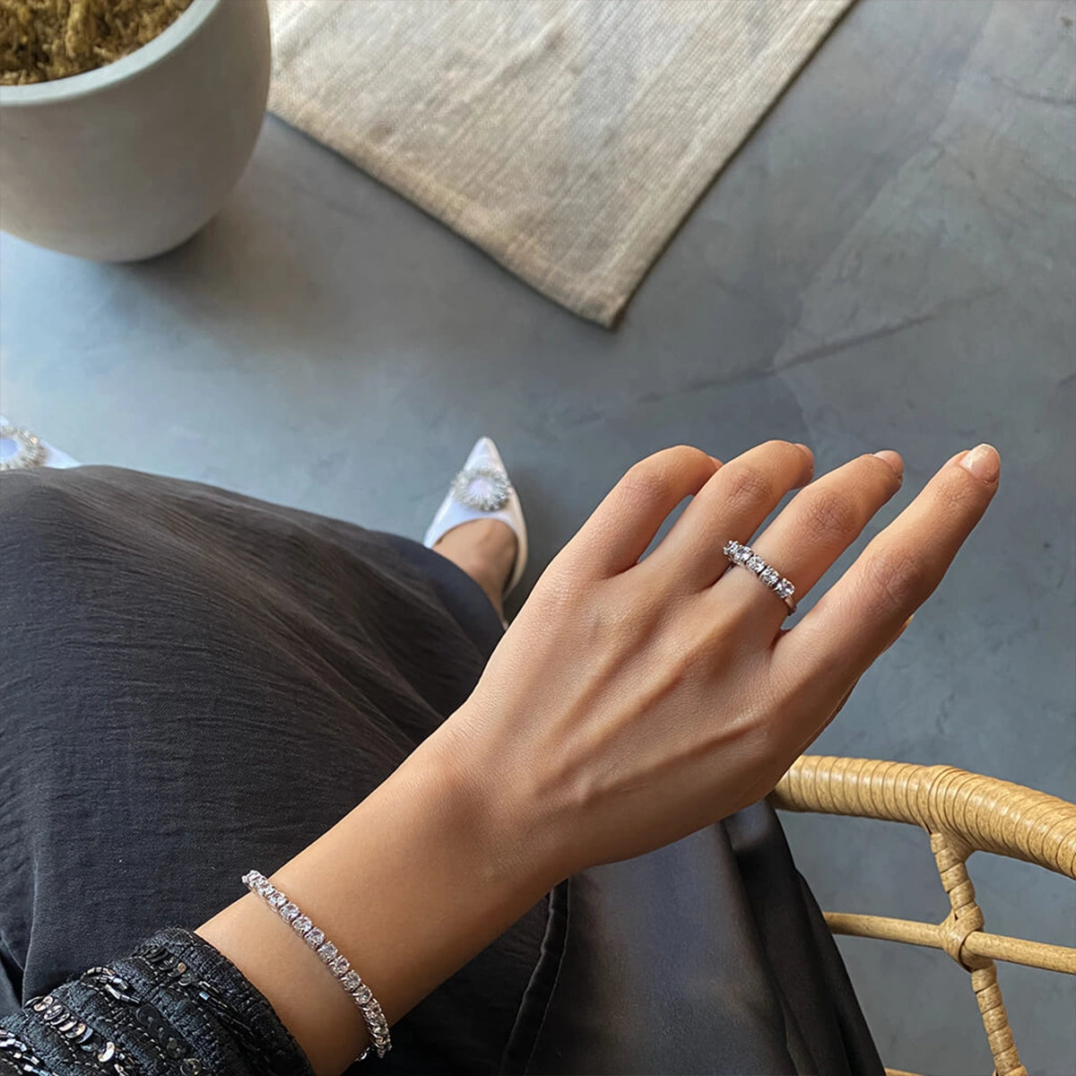 تنس / خاتم باللون الفضي