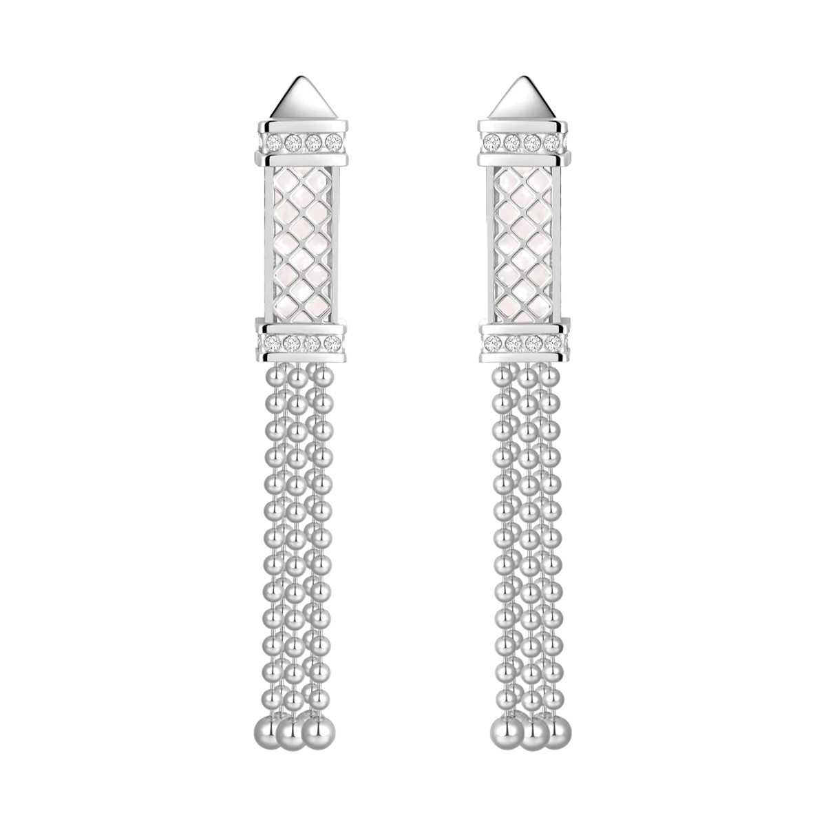 تاسل / أقراط اللؤلؤ باللون الفضي