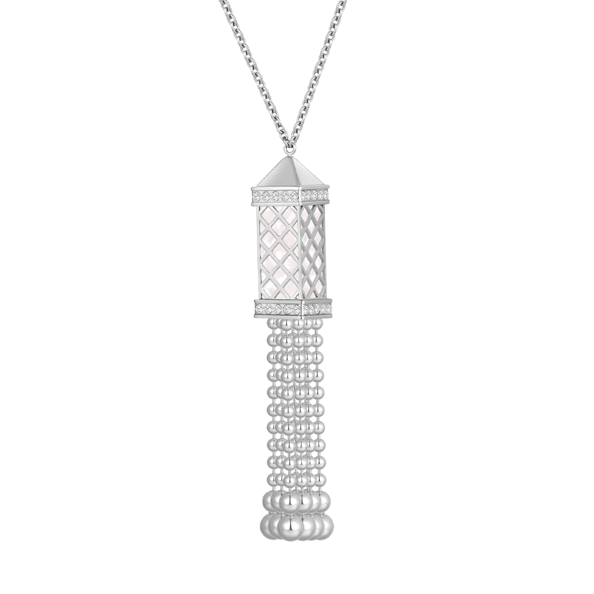 تاسل /طقم اللؤلؤ باللون الفضي