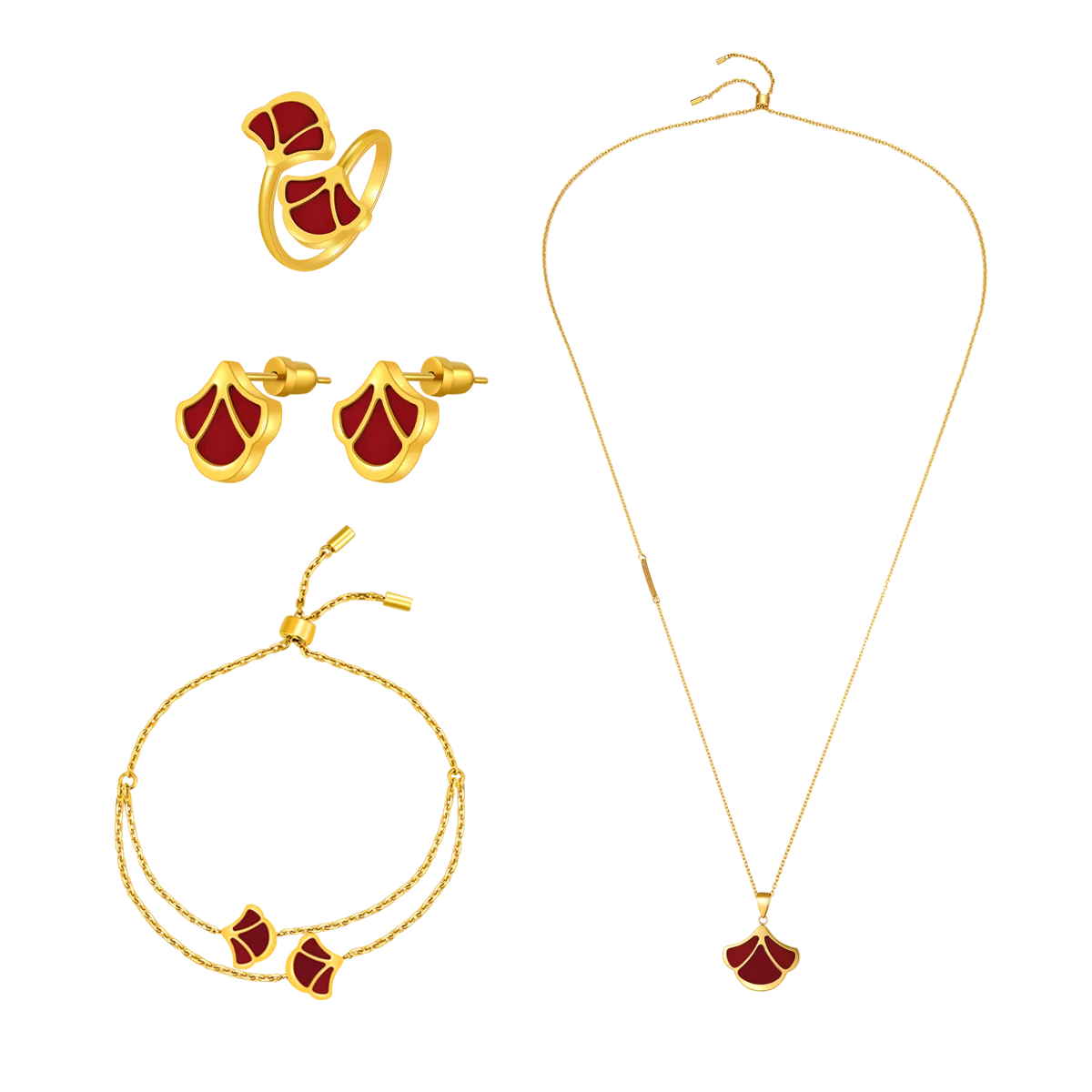 توليب / طقم الحجر الأحمر باللون الذهبي