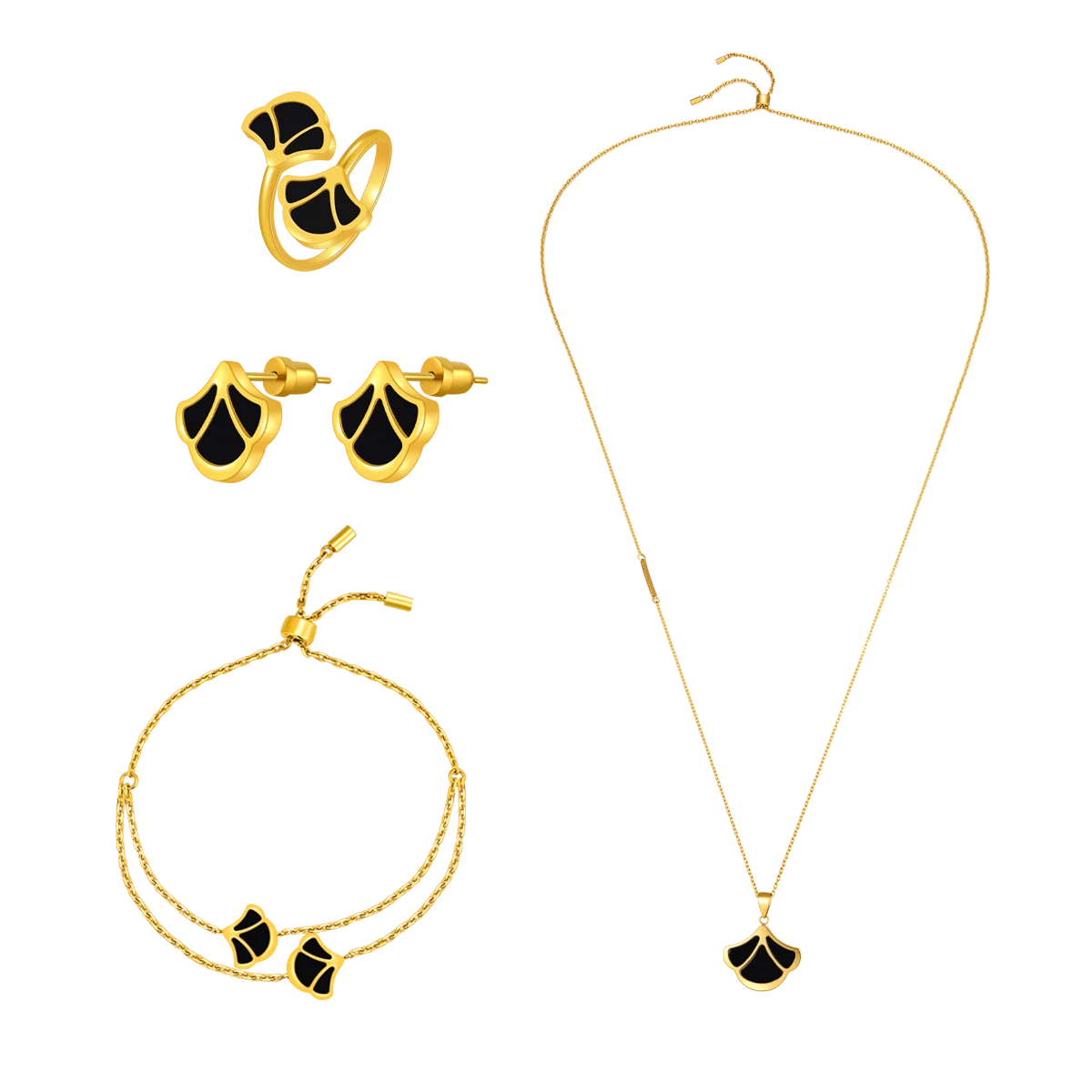 توليب / طقم الحجر الأسود باللون الذهبي