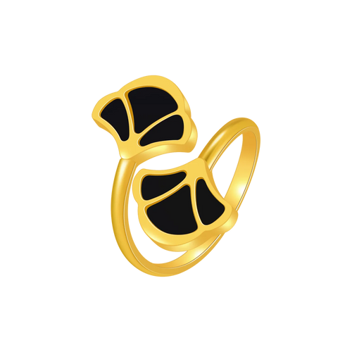 توليب / خاتم الحجر الأسود باللون الذهبي