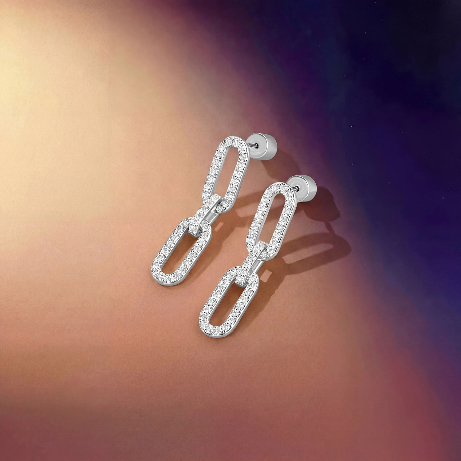 لينكس / أقراط طويلة باللون الفضي