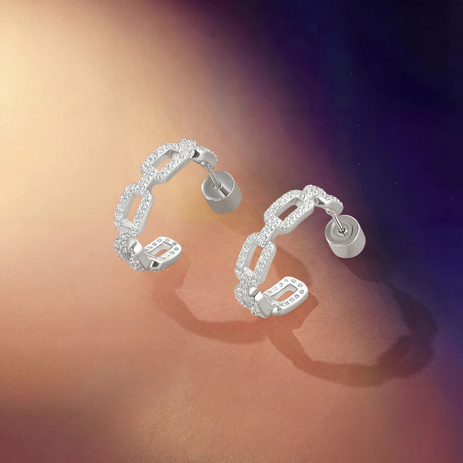 لينكس / أقراط دائرية باللون الفضي