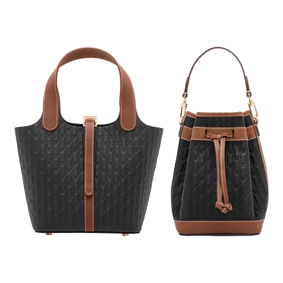 شنطة اليد اليازية / اسود و تان