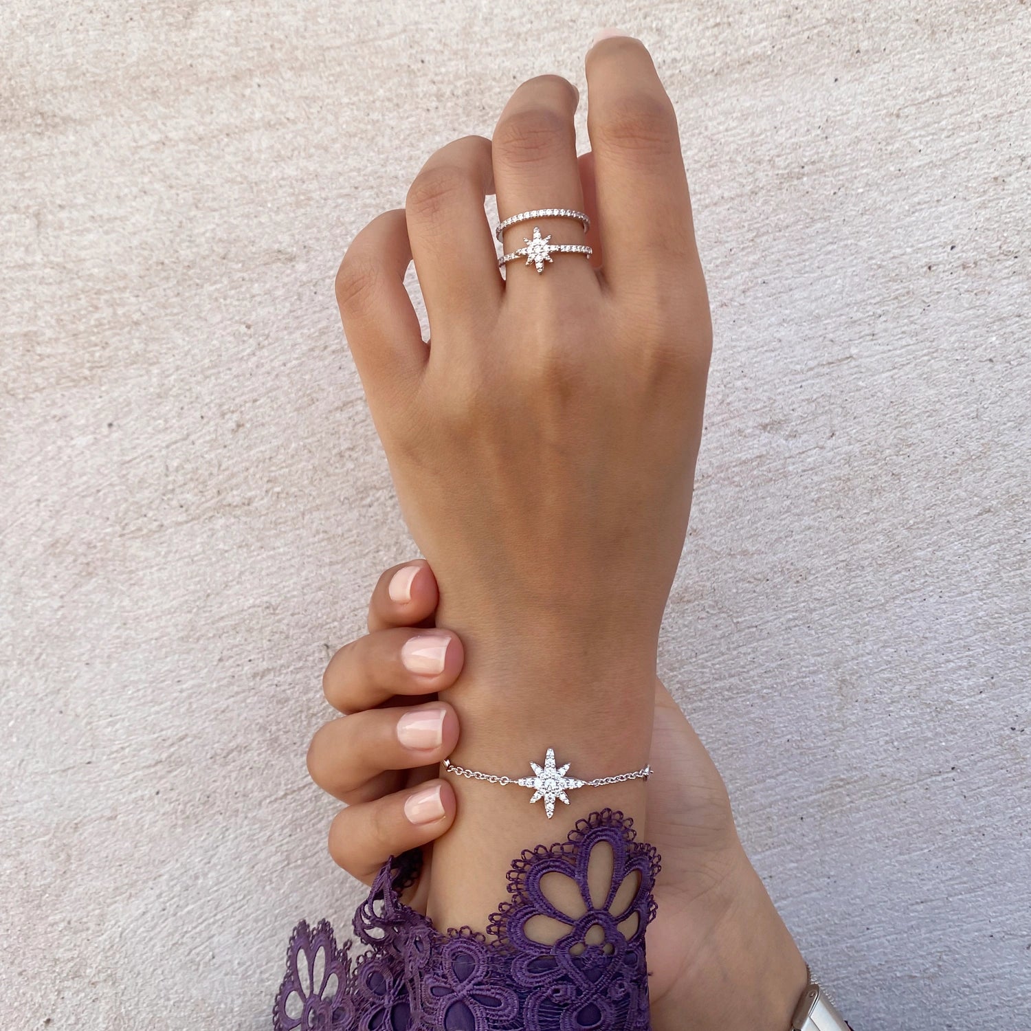 خاتم مون ستار  باند / اللون الفضي