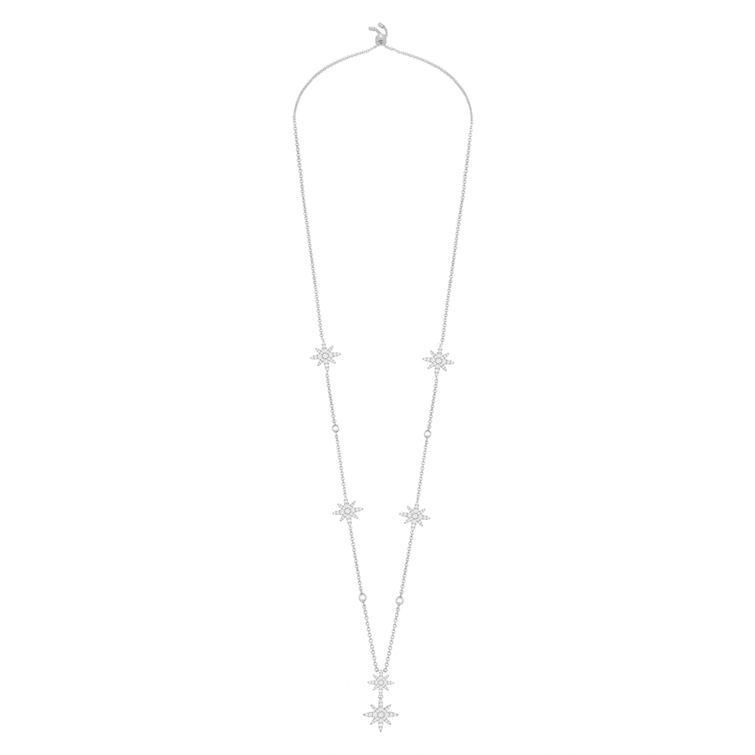 قلادة مون ستار بتصميم متعدد / اللون الفضي