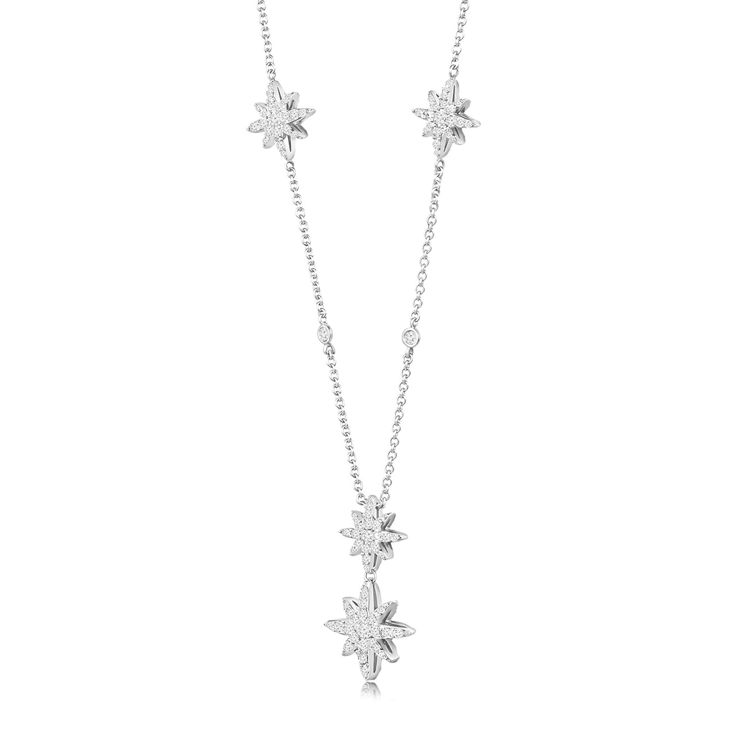 قلادة مون ستار بتصميم متعدد / اللون الفضي