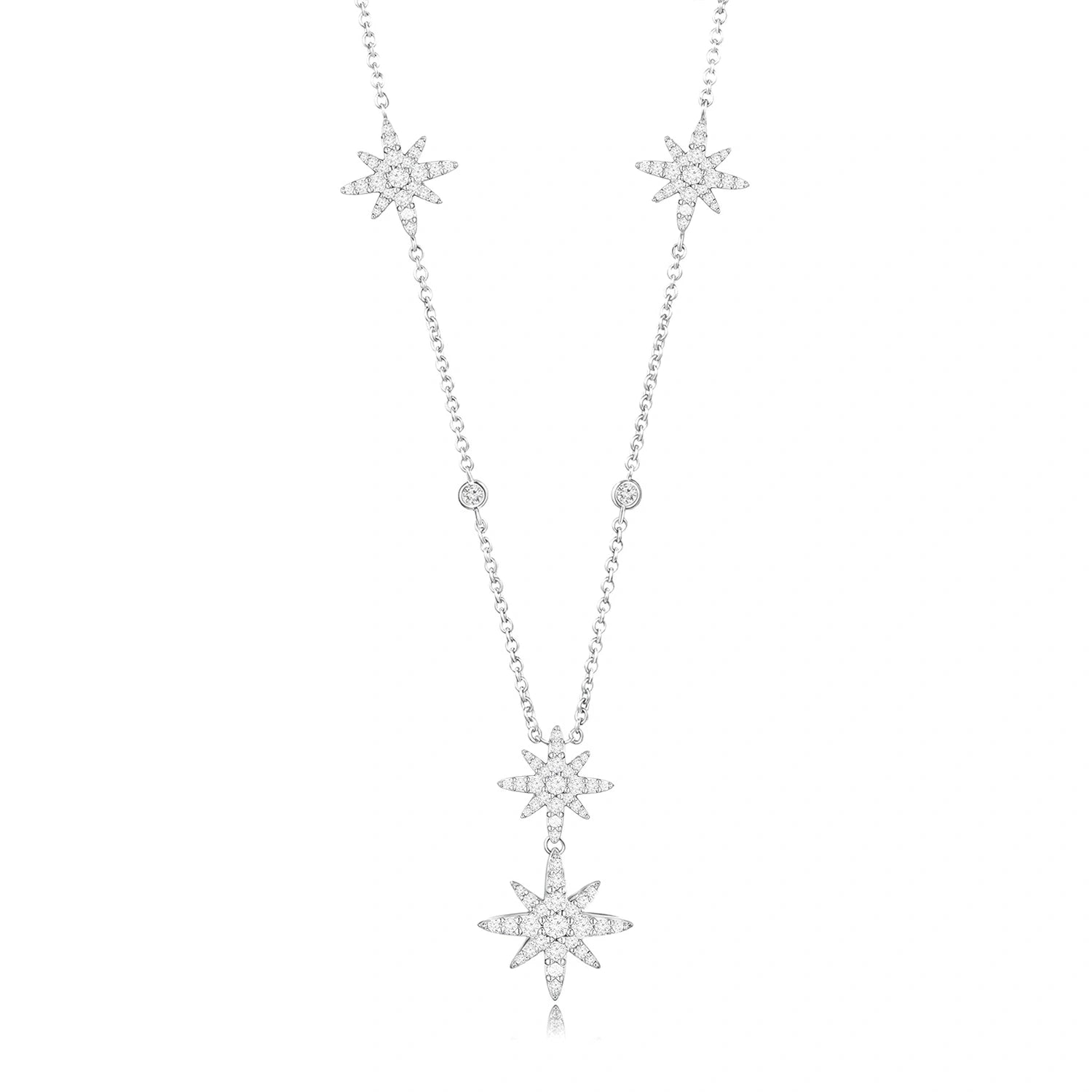 طقم مون ستار بتصميم ثلاثي / اللون الفضي