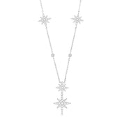 قلادة مون ستار بتصميم متعدد / اللون الفضي