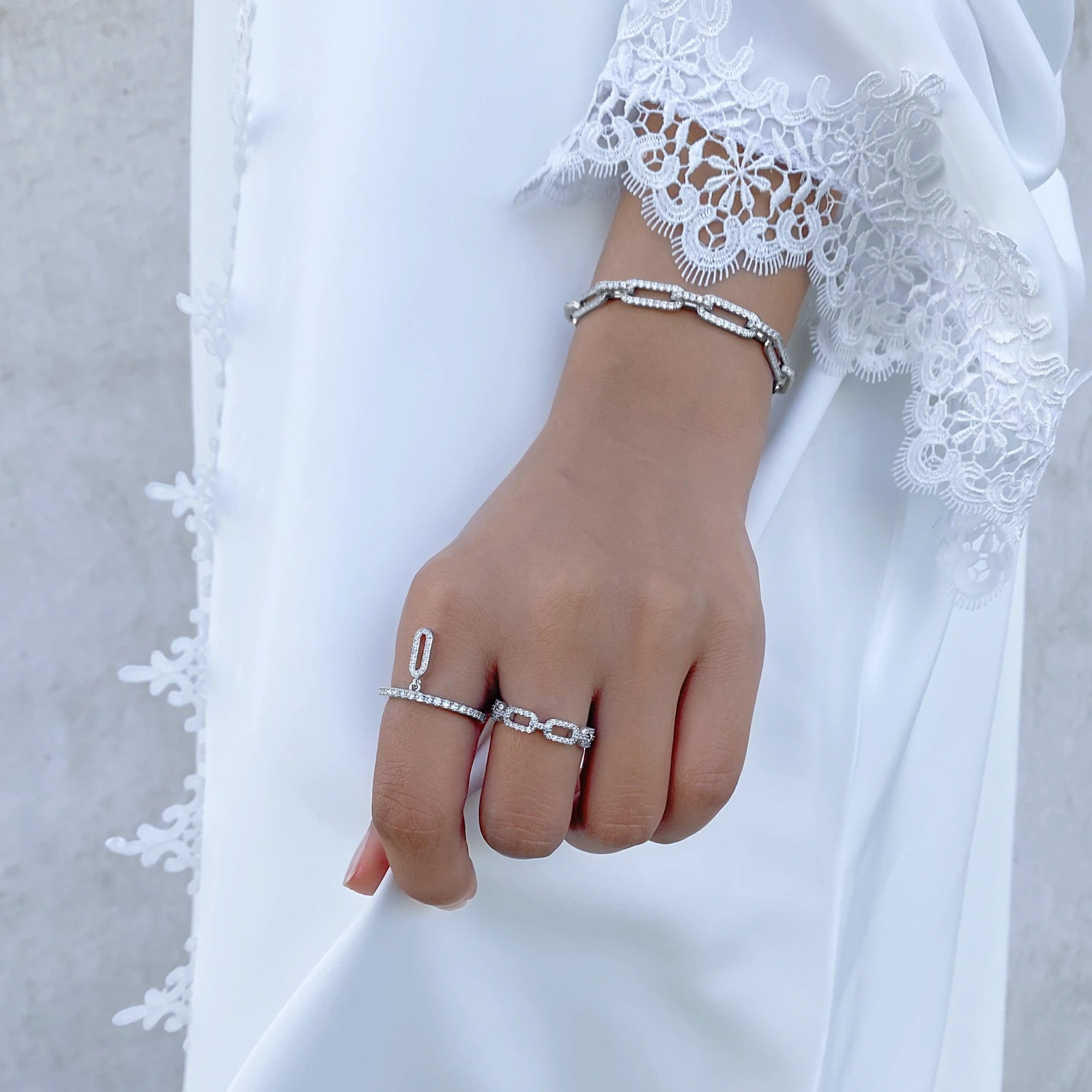 لينكس/ خاتم باللون الفضي بتصميم ثنائي