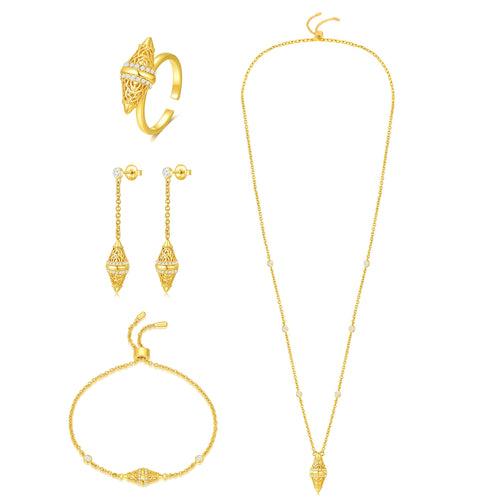 طقم لانترن  بتصميم بسيط / اللون الذهبي