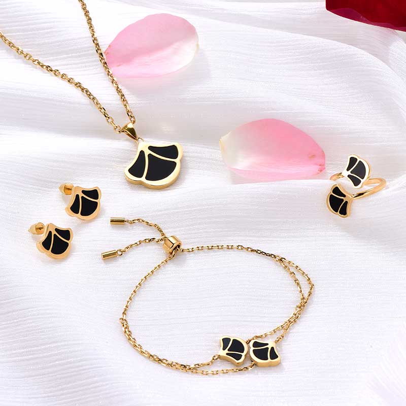 توليب / طقم الحجر الأسود باللون الذهبي