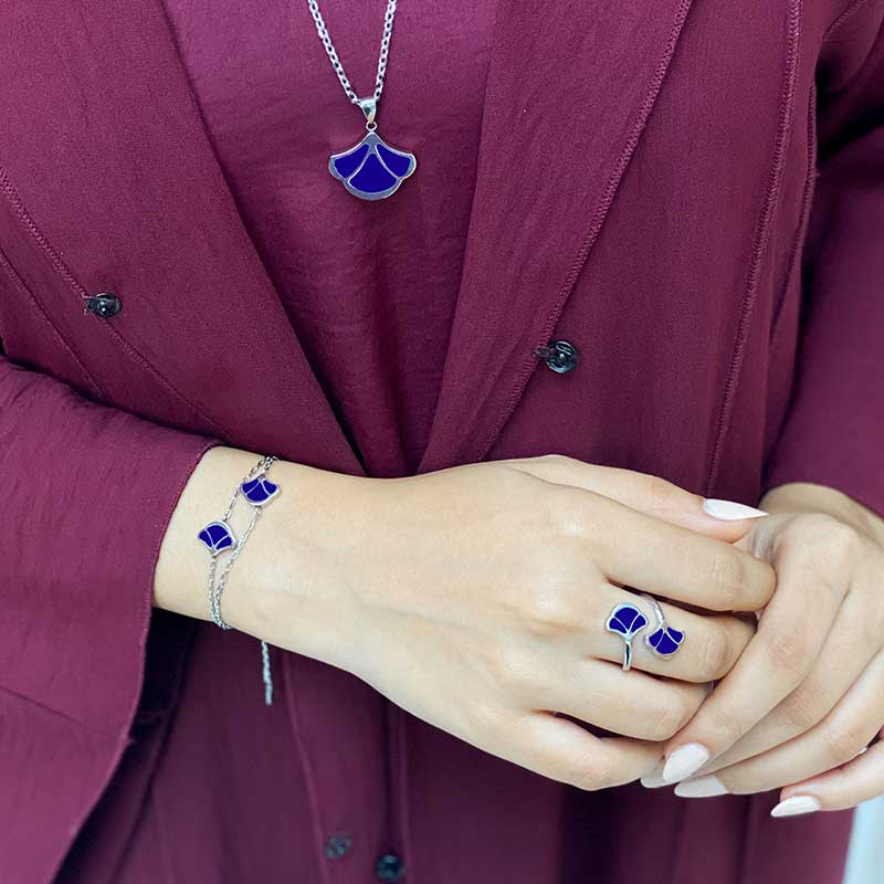 توليب / خاتم أزرق و فضي