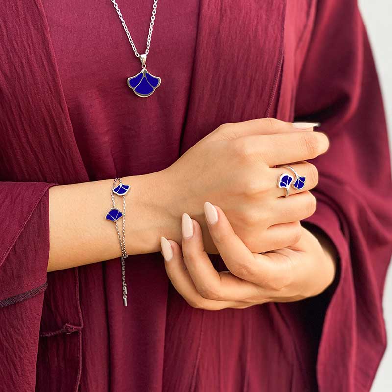 توليب / طقم  أزرق و فضي